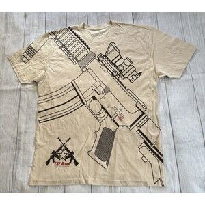 7.62 Design Assault Rifle Graphic T Shirt Get Some Size XL Marine Army Tan Beige